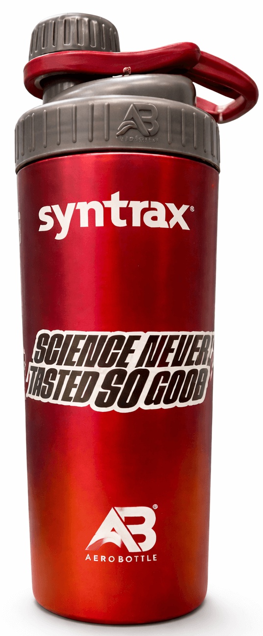 Syntrax Láhev Aerobottle Nerezová 900 ml - vínová s nápisem