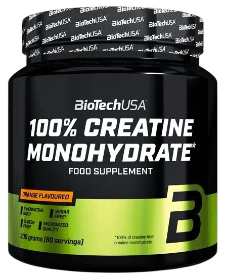 BioTechUSA 100% Creatine Monohydrate 300 g - pomeranč