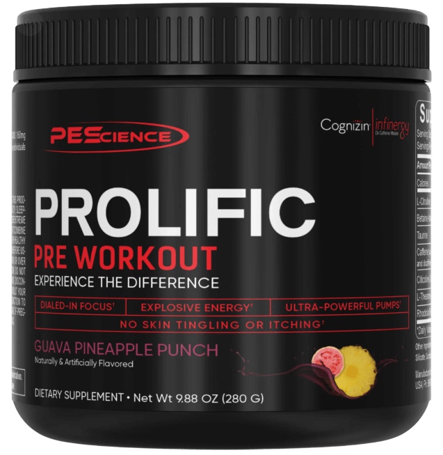 PEScience Prolific Pre Workout 280g - Guava Pineapple Punch