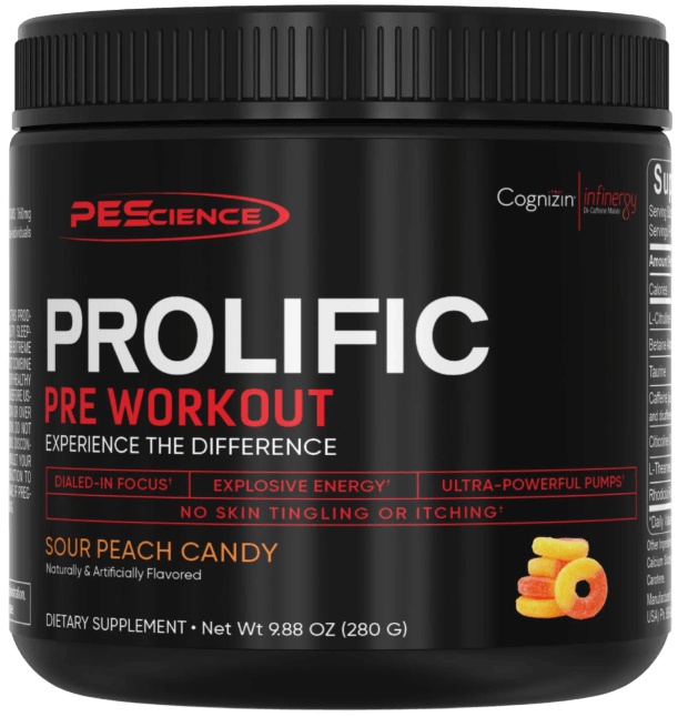 PEScience Prolific Pre Workout 280g - Sour Peach Candy