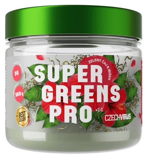 Czech Virus Super Greens PRO V2.0 360 g - zelený čaj a ibišek