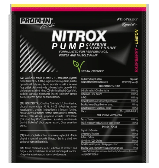 Prom-in Nitrox Pump Caffeine and Synephrine 22,5 g - malina/citron