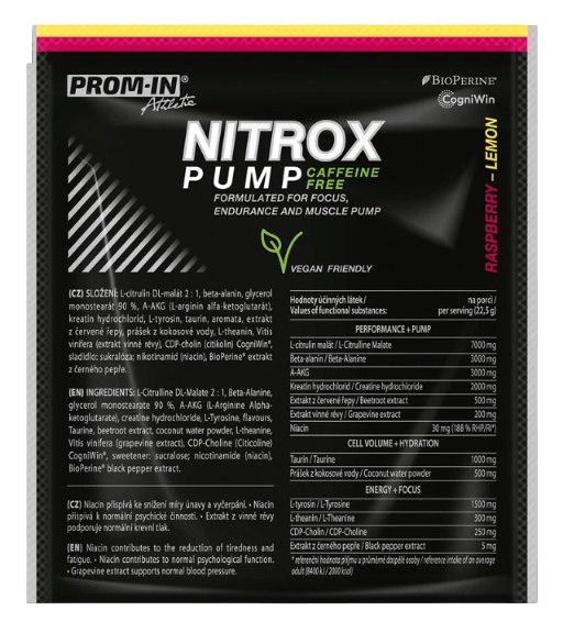 Prom-in Nitrox Pump Caffeine Free 22,5 g - malina/citron