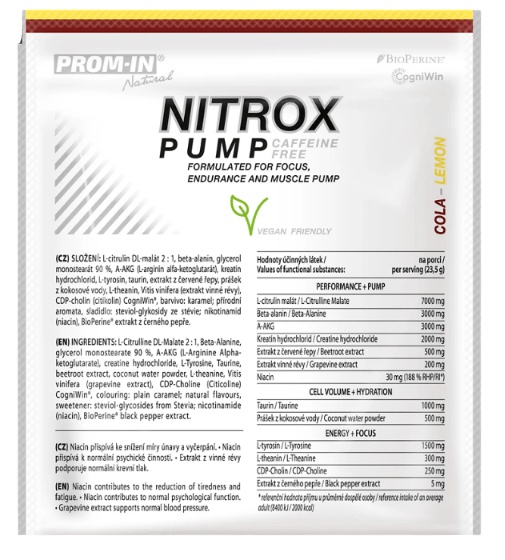 Prom-in Nitrox Pump Caffeine Free Clean 23,5 g - cola/citron