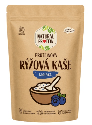 Natural Protein Proteinová rýžová kaše - borůvka, 480g