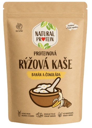 Natural Protein Proteinová rýžová kaše - banán a čokoláda, 480g