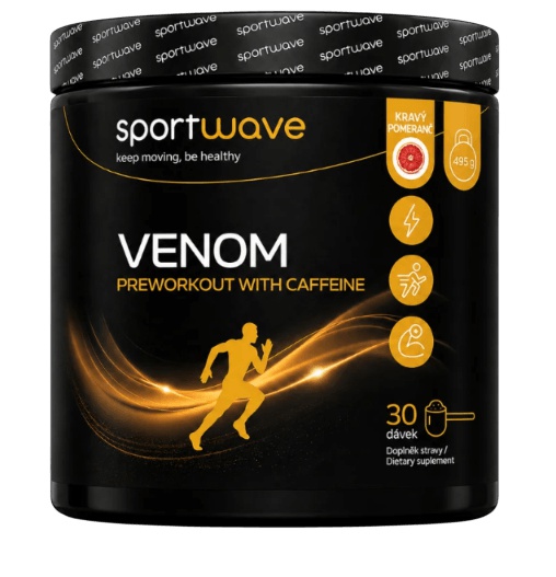 Sportwave Venom Preworkout With Caffeine 495 g - červený pomeranč