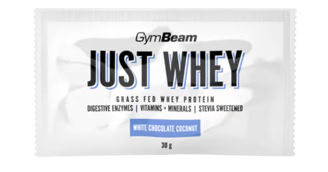 GymBeam Protein Just Whey 30 g - bílá čokoláda/kokos