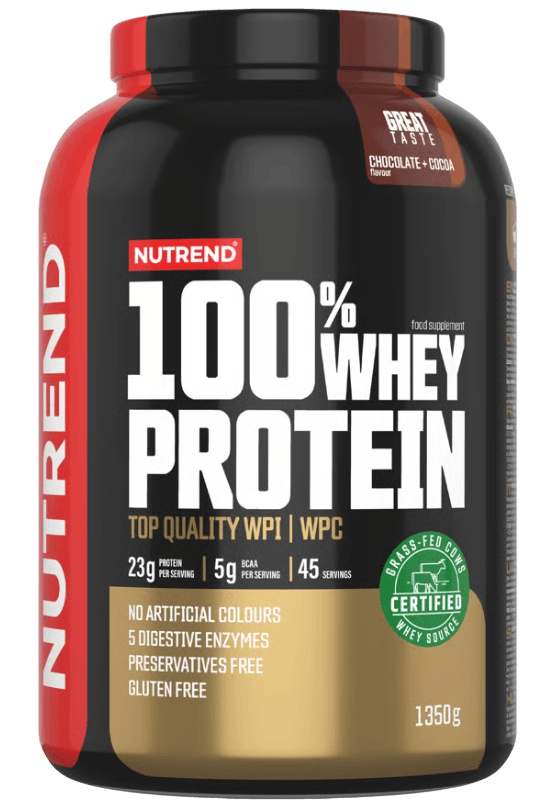 Nutrend 100% Whey Protein 1350 g - čokoláda/kakao