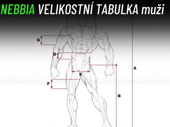 Nebbia Velikostní tabulka - muži